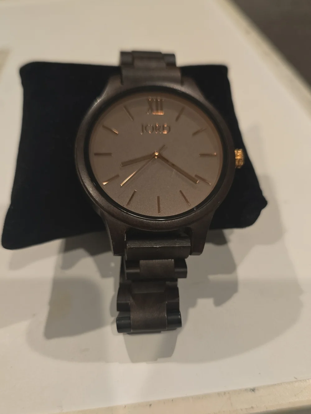 Men's Dark Wood Watch with Gold Accents